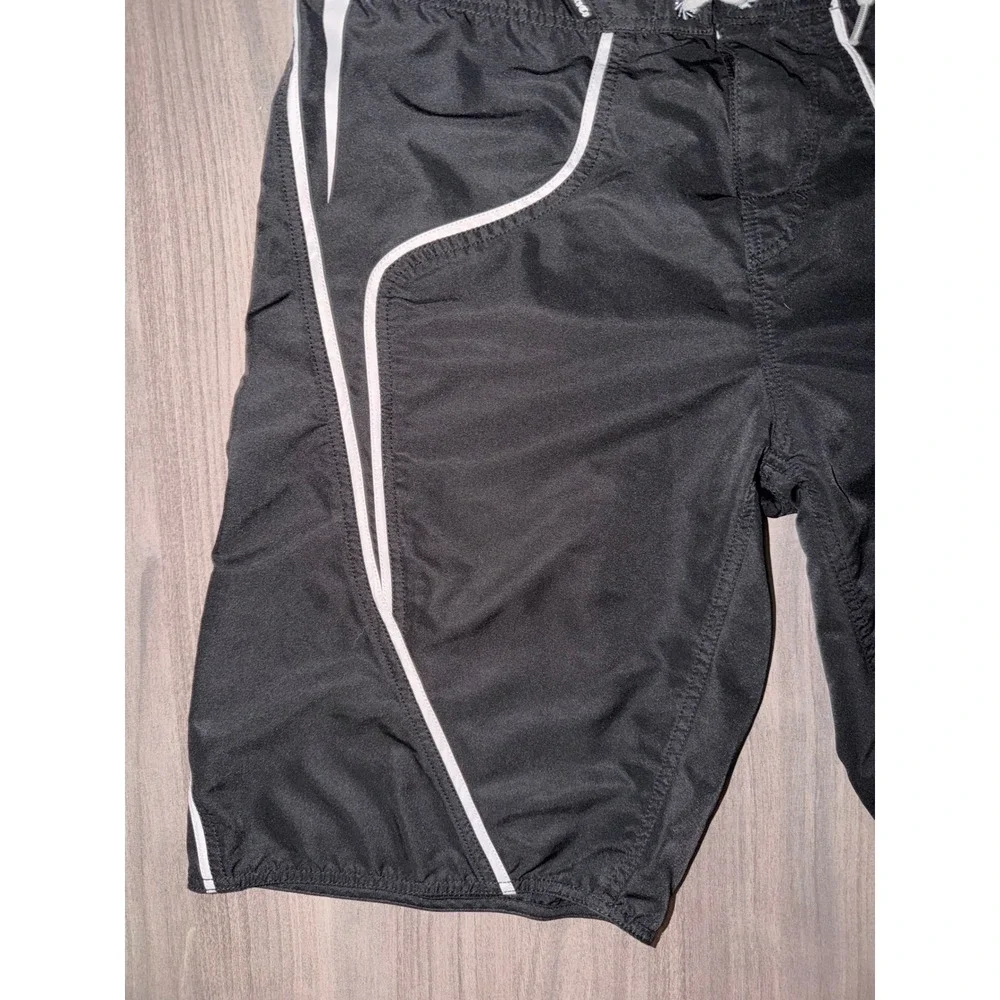 Vtg Y2K Fox Racing Mens Board Shorts Black White Logo Swim Trunks Size 36 X10